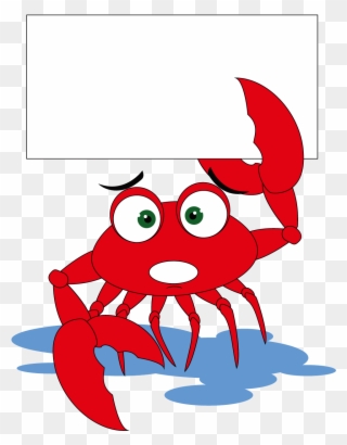 Crab Cartoon Holding A Sign Transprent - Crab Clipart