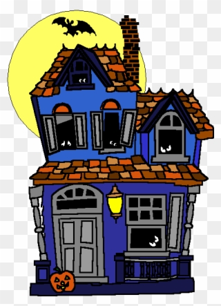 Click On The Door And The Windows To Enter - Maison Hantée Halloween Clipart
