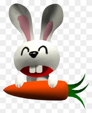Rabbit With Carrots - Cute Cartoon Rabbit Clipart