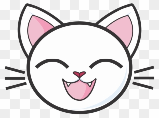 Happy White Cat Icons Png - Happy Cat Face Cartoon Clipart