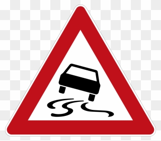 Being At The Wheel Of A Skidding Car Is A Frightening - Road Signs Slippery Road Clipart