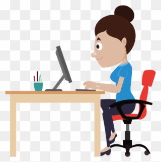 Vector Royalty Free Download Author Clipart Copywriter - Person At Desk Animated - Png Download