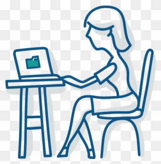 My, What A Clean Desk You Have - Sitting Clipart