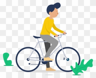 Illustration Of A Man Riding A Bicycle - Bicycle Clipart