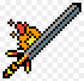 Flame Sword - Fire Sword Pixel Art Clipart