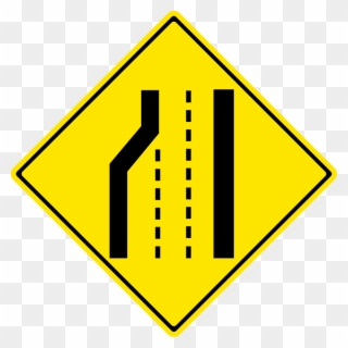 The Number Of Lanes Reduced - Left Curve Ahead Sign Clipart
