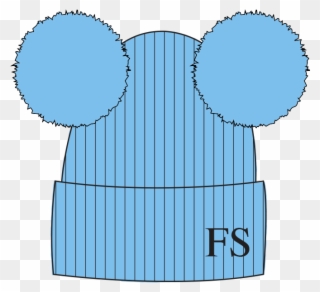 Hat Pale Blue Double Faux Fur Pompom - Hat Clipart