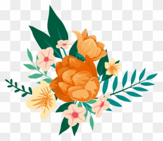 Floral Design Painting Flower Clip Art Flowers - Transparent Background Orange Flowers Watercolor - Png Download