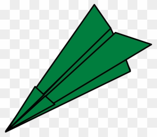 Green Paper Airplane Clipart - Png Download