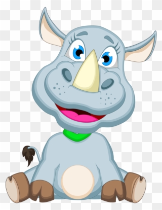 Baby Rhino Cartoon Animal Images On A Transparent Background - Rhinoceros Clipart