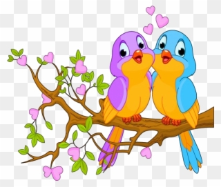 Cute Love Birds Cartoon Clip Art Images - Birds Clipart - Png Download