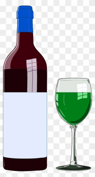 Wine Bottle And Wine Glass - Bottle Of Wine Clipart - Png Download