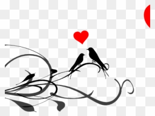 Love Birds Vector Black And White Clipart