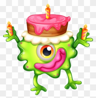 Monstre Et Gâteau D'anniversaire - Verjaardag Monsters Clipart