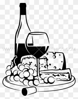 Jpg Royalty Free Bottles Drawing At Getdrawings Com - Cheese And Grape Clipart Black And White - Png Download