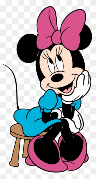 New Minnie Sitting On A Stool - Vestido Rosado Minnie Mouse Clipart