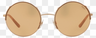 Half Rim Round Sunglasses In Shiny Rose Gold - Sunglasses Clipart