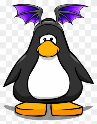 Purple Bat Wings From A Player Card - Club Penguin Wearing Hat Clipart