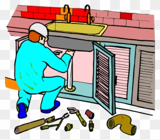 Plumber Fixing Kitchen Sink Picture - Kitchen Clipart