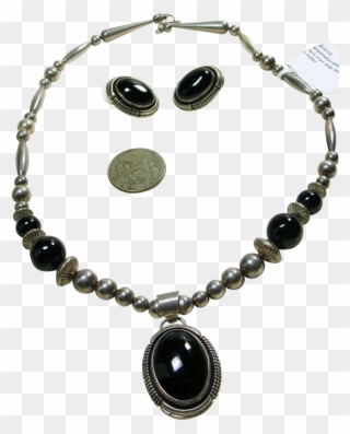 Native American Sterling Silver Black Onyx Necklace - Bead Clipart