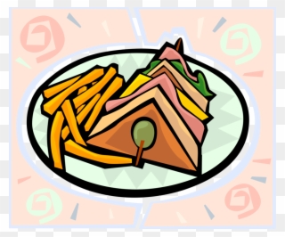 Vector Illustration Of Club Sandwich Lunch With French - Club Sandwich Clipart - Png Download