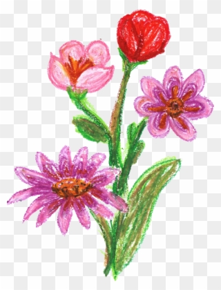 Crayon Clipart Flower - Flower Drawing Crayon Png Transparent Png