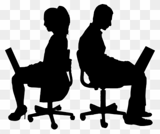 Silhouette, Teamwork, Business, Computer, Isolated, - Silhouette Computer Png Clipart
