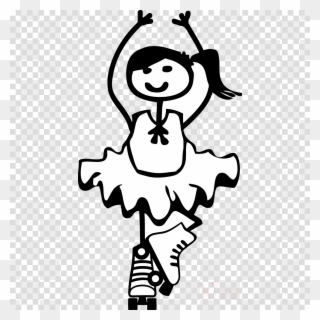 Stick Figure Roller Skating Clipart Black And White - Patines En Blanco Y Negro - Png Download