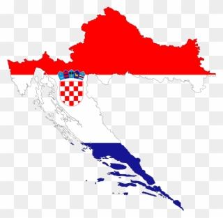 Croatia Map Flag With Stroke - Croatia Flag Country Clipart