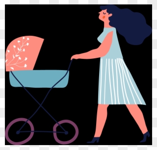 Mom With Stroller Clipart