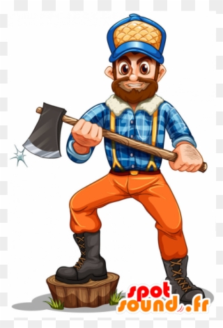 Mascot Bearded Lumberjack, With A Plaid Shirt Clipart