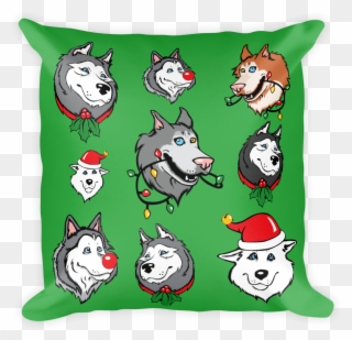 Siberian Husky Christmas, Holiday Large Square Throw - Pillow Clipart