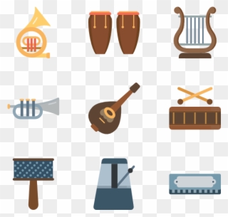 Instrument Icons Free Vector Color Musical - Music Instrument Flat Icon Clipart