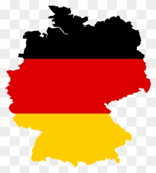 Germany Is Located In Central Europe, Bordering The - Germany Flag Map Clipart