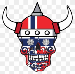 Melding The Flag Of Norway And A Sugar Skull, We Came - Sugar Skull Fridge Magnet, Fantasy/emo Clipart