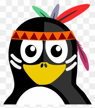 Native American Penguin Shower Curtain Clipart