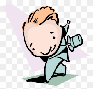 Vector Illustration Of Taking Bow Idiom Businessman - Vector Graphics Clipart