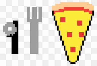 Pizza W/ Fork & Pizza Cutter - Pizza Cutter Clipart