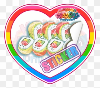 Cute Full Rainbow Roll Sushi Sticker - Cafepress King Duvet Cover Clipart