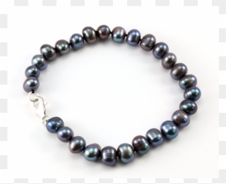 Bracelet Traditionnel Perle D'eau Douce Noire Fermoir Clipart