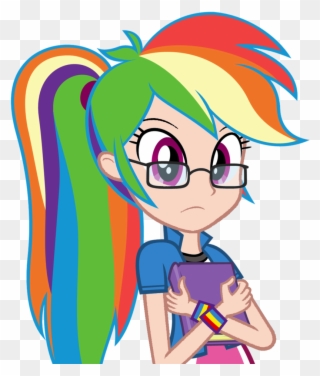 Zacatron94, Book, Cute, Dashabetes, Dork, Editor - Equestria Girl Rainbow Dash Glasses Clipart