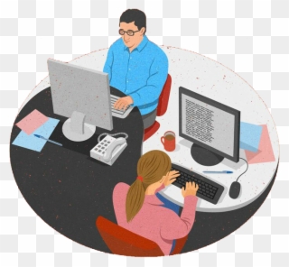 Illustrator Art Illustration Men - Computer Man And Woman Clipart - Png Download