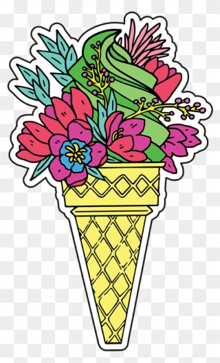 Flower Icecream - Ice Cream Cone Clipart