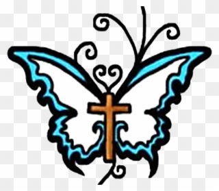 Life Recovery Butterfly - Butterfly With Cross Tattoo Clipart