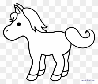 Collection Of Cute Black And White - Cartoon Horse Coloring Page Clipart