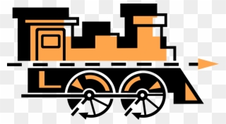 Vector Illustration Of Railroad Rail Transport Steam Clipart