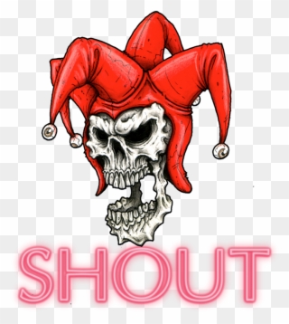 Mq Red Skull Joker Words Skulls - Skull With Jester Hat Png Clipart