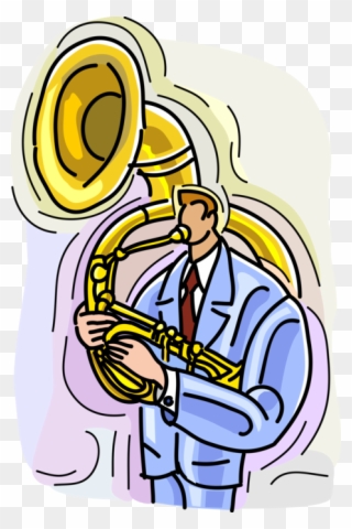 Vector Illustration Of Musician Playing Tuba Large - Tocando Tuba Png Clipart