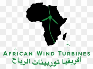 African Wind Turbines - Africa Map Outline In Black Clipart