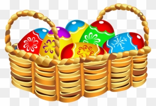 Square Basket With Easter Eggs Png Clipart - Easter Egg Basket Clipart Transparent Png